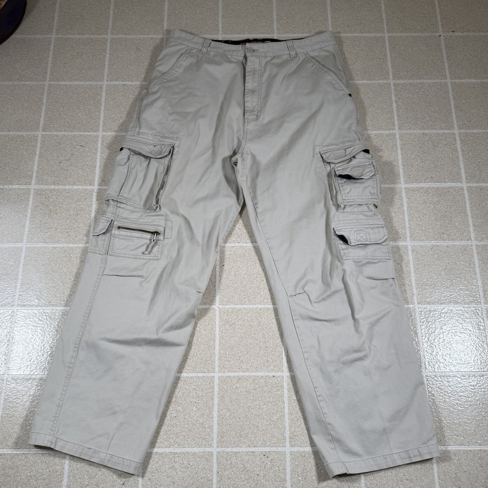 Vintage Coliseum Pants Mens 34x32 Brown Tan Cargo Baggy Cotton Paratrooper Y2K